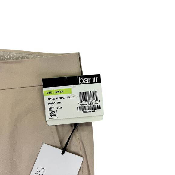 Bar III Mens Slim Fit Cotton Stretch Solid Suit Pants Tan 30x32 - Picture 2 of 4